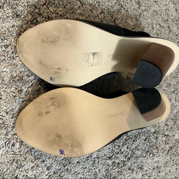 Calvin Klein Peggy Black Leather Sandals Size 7.5 - Picture 7 of 9